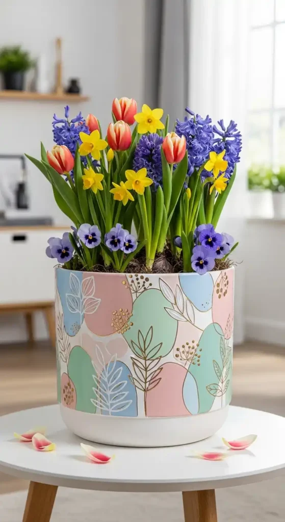 chic-painted-flowerpot-art-piece