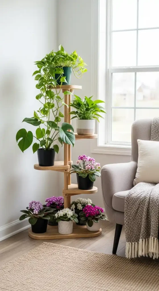 corner-tiered-flower-stands-indoors
