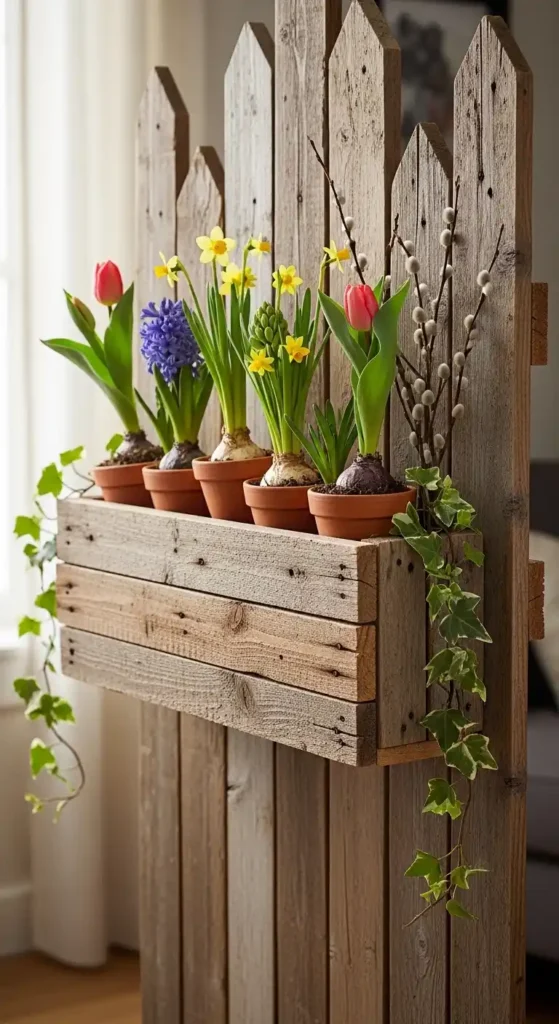 scrap-wood-fence-mounted-planters