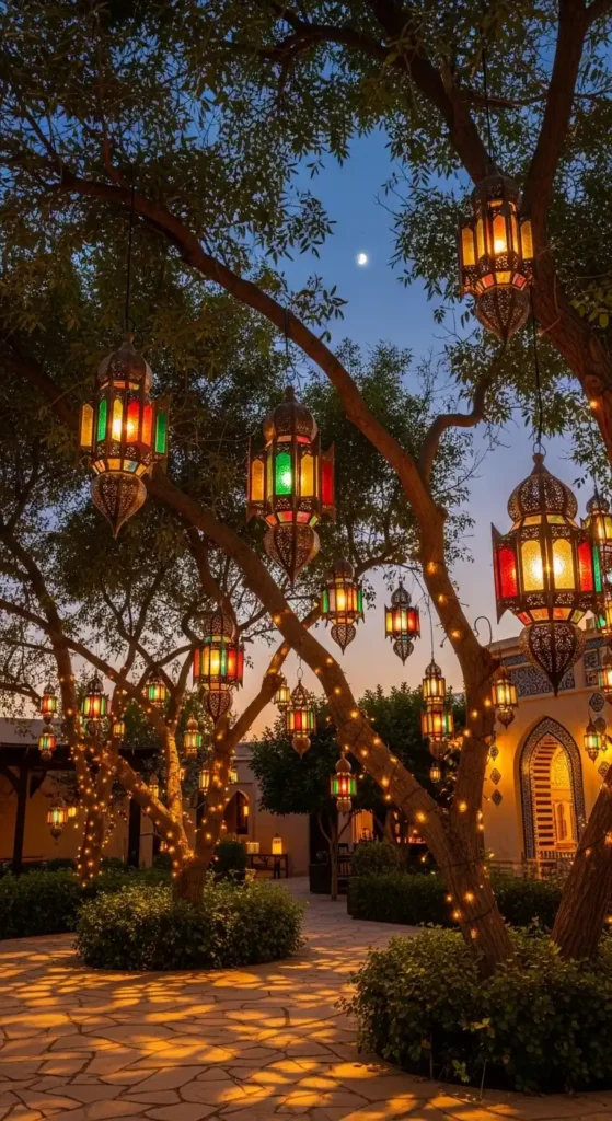 hanging-lanterns-from-tree-branches