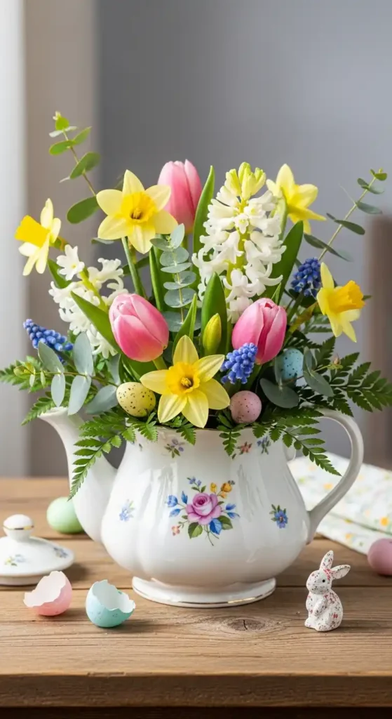 diy-easter-flower-arrangements-in-teapots
