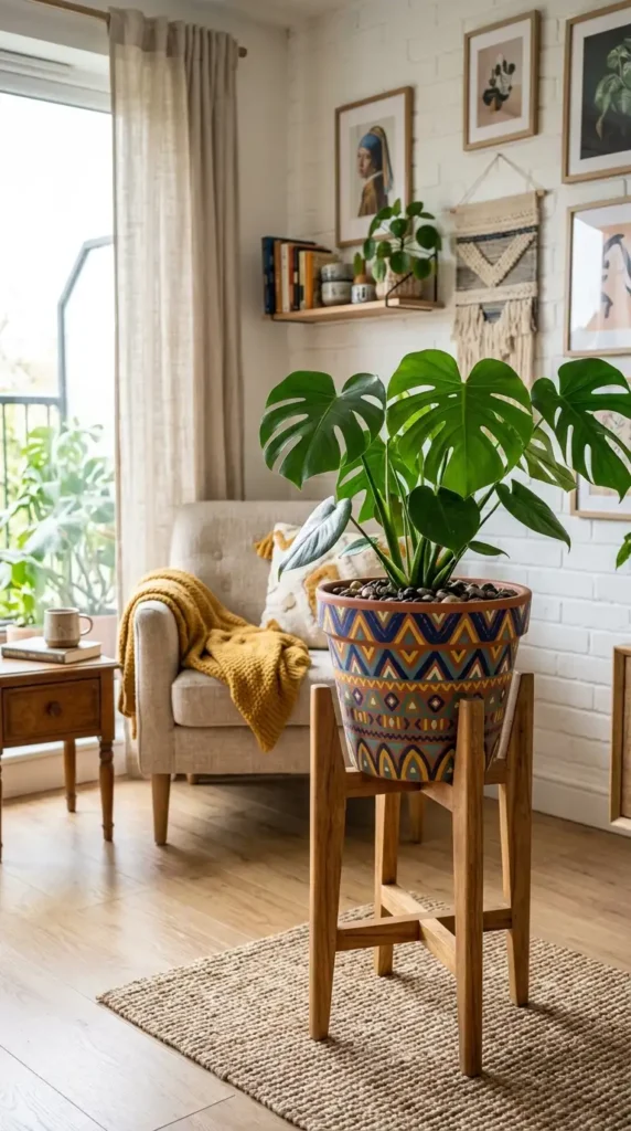 Painted-Terracotta-Pot-with-Raised-Stand-Combo