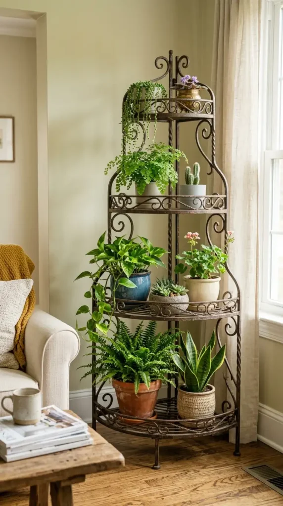 Vintage-Wrought-Iron-Plant-Stand-with-Multiple-Tiers