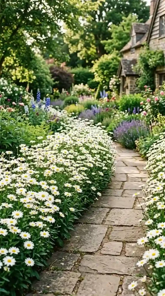 classic-white-daisy-border-along-a-walkway