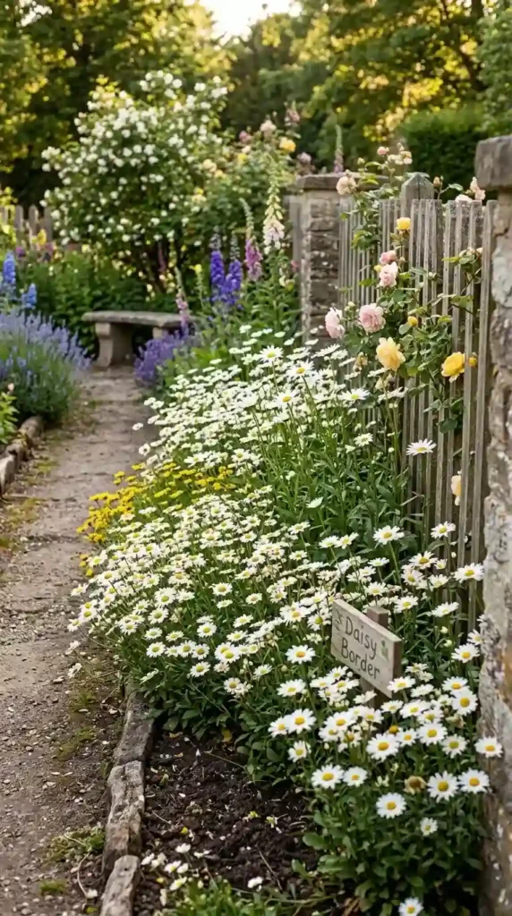 daisy-garden-edging-along-a-fence-or-wall