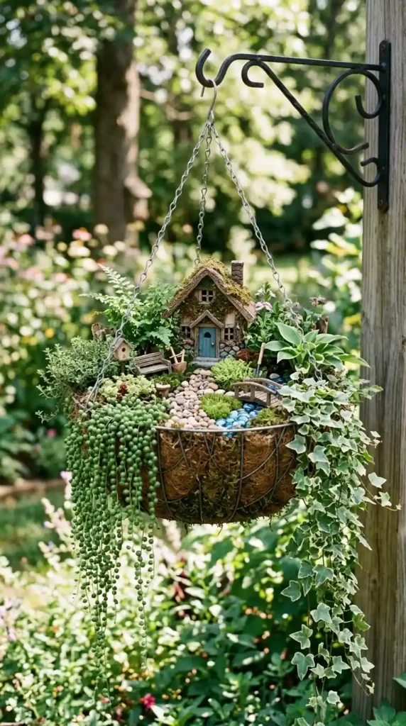hanging-basket-fairy-garden-with-cascading-plants