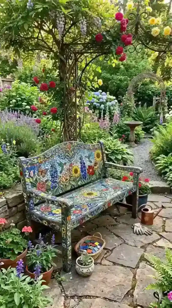 mosaic-garden-bench-makeover