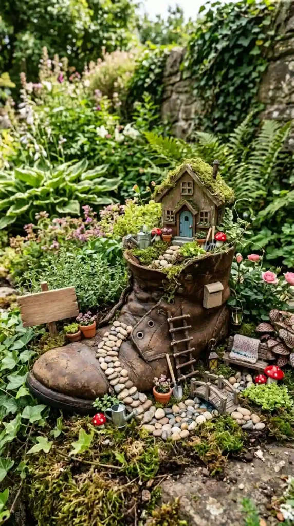 old-shoe-planter-fairy-corner-with-tiny-decor
