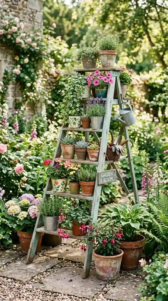 repurposed-ladder-plant-stand