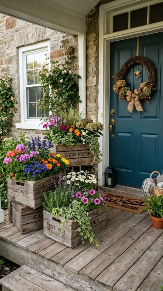rustic-wooden-crates-with-mixed-flowers
