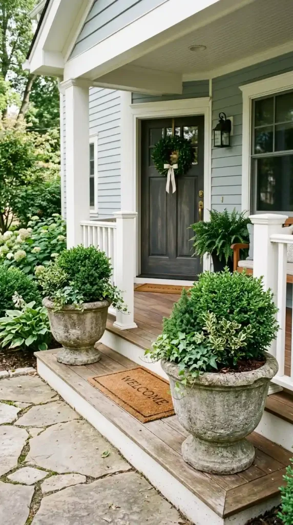 stone-planters-with-green-shrubs