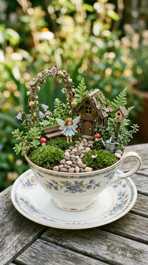 teacup-fairy-garden-with-moss-and-pebbles