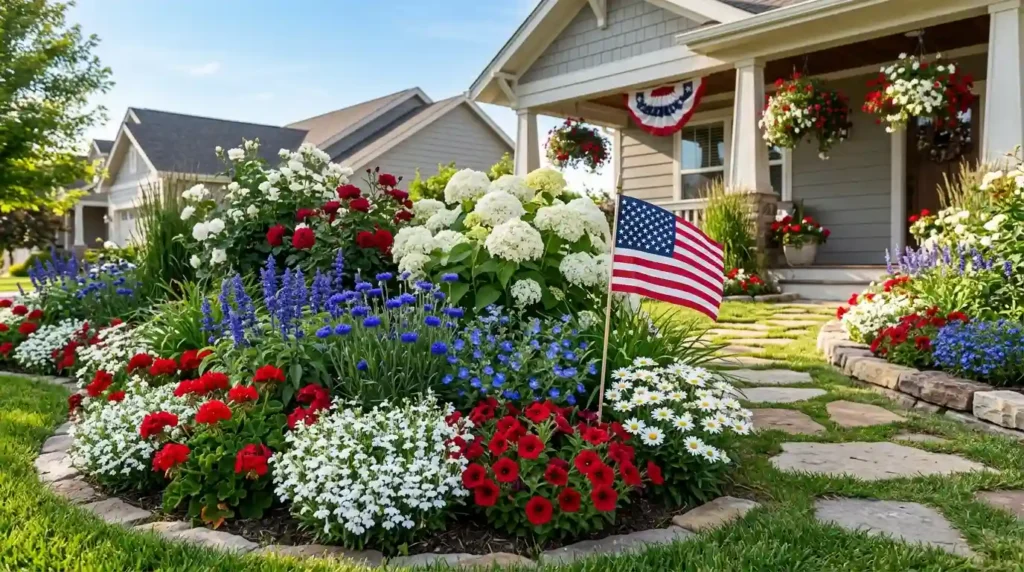 red-white-and-blue-flowers-garden