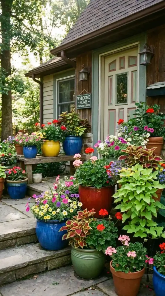 colorful-flower-pots-at-entryways