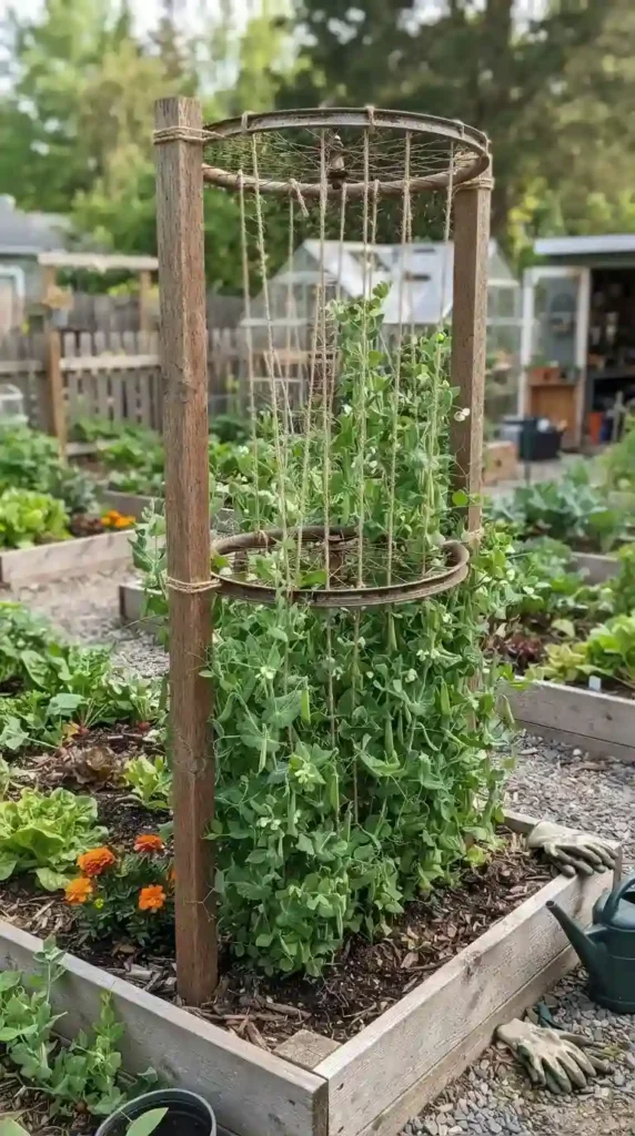recycled-bicycle-wheel-trellis