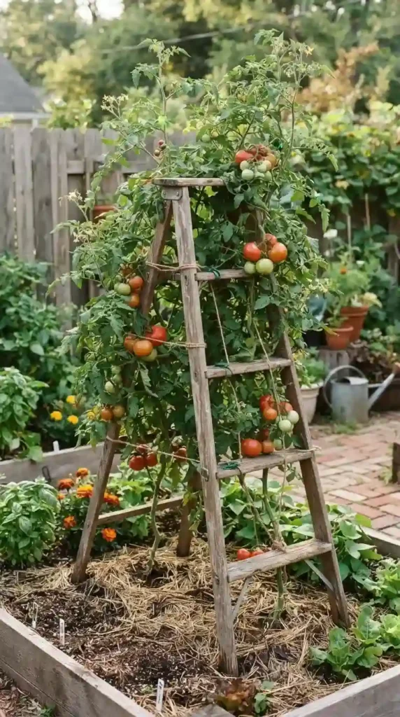 wooden-ladder-tomato-trellis